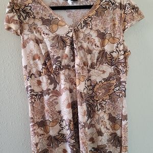 Earth tone Perseption Blouse. Leaves cover…